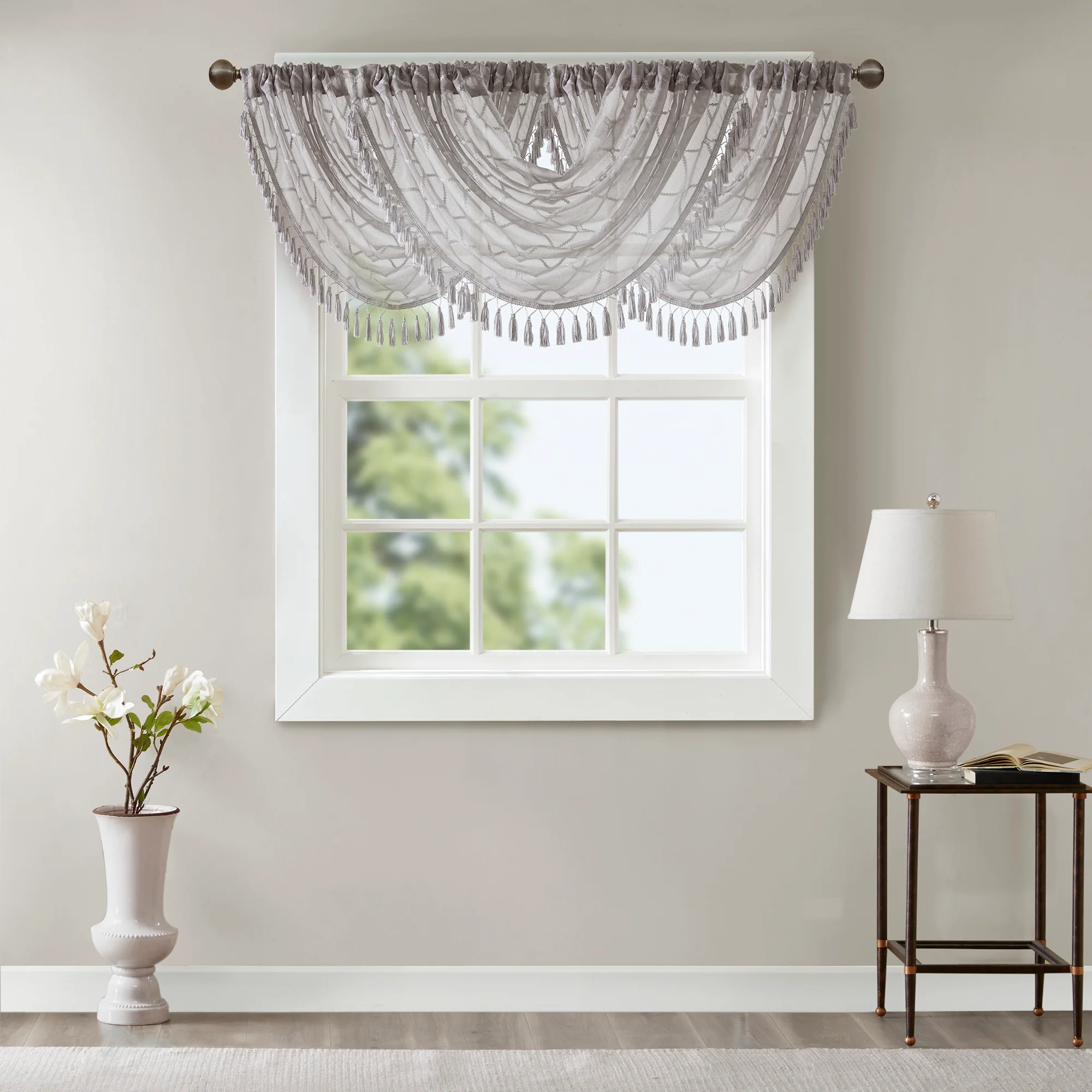 Irina Diamond Sheer Embroidered Waterfall Valance - Image 7