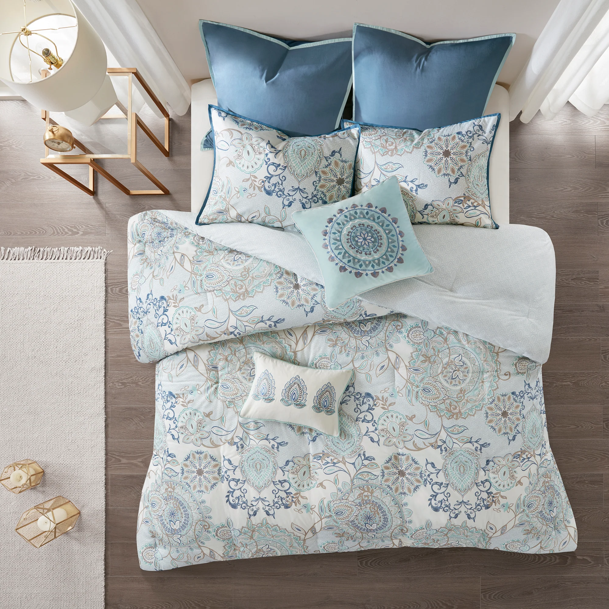 Isla 8-Piece Cotton Floral Printed Reversible Comforter Set - Image 10