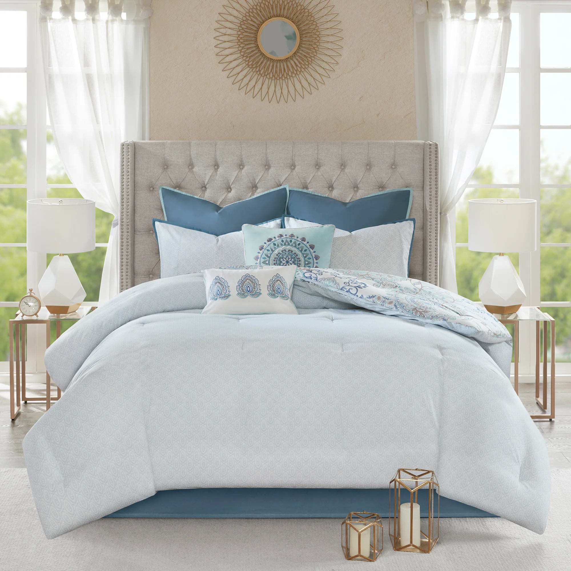 Isla 8-Piece Cotton Floral Printed Reversible Comforter Set - Image 14