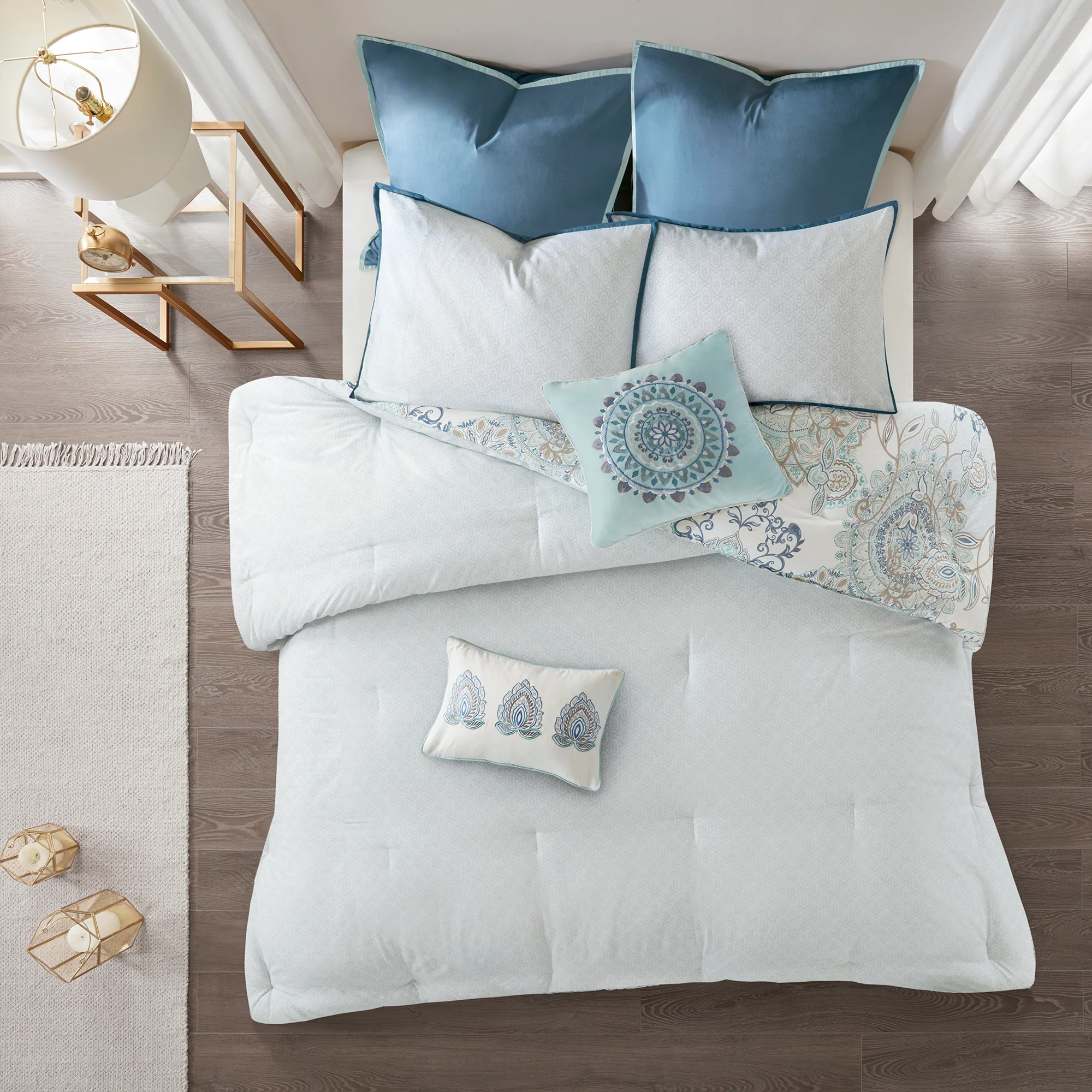 Isla 8-Piece Cotton Floral Printed Reversible Comforter Set - Image 16
