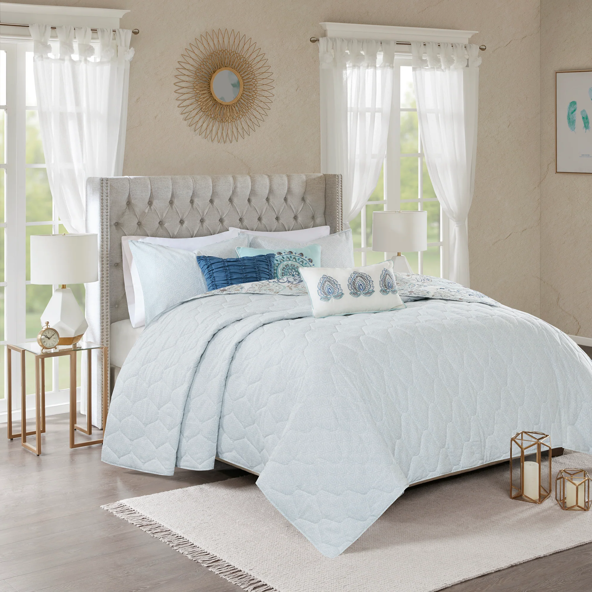 Isla 8-Piece Cotton Floral Printed Reversible Comforter Set - Image 18
