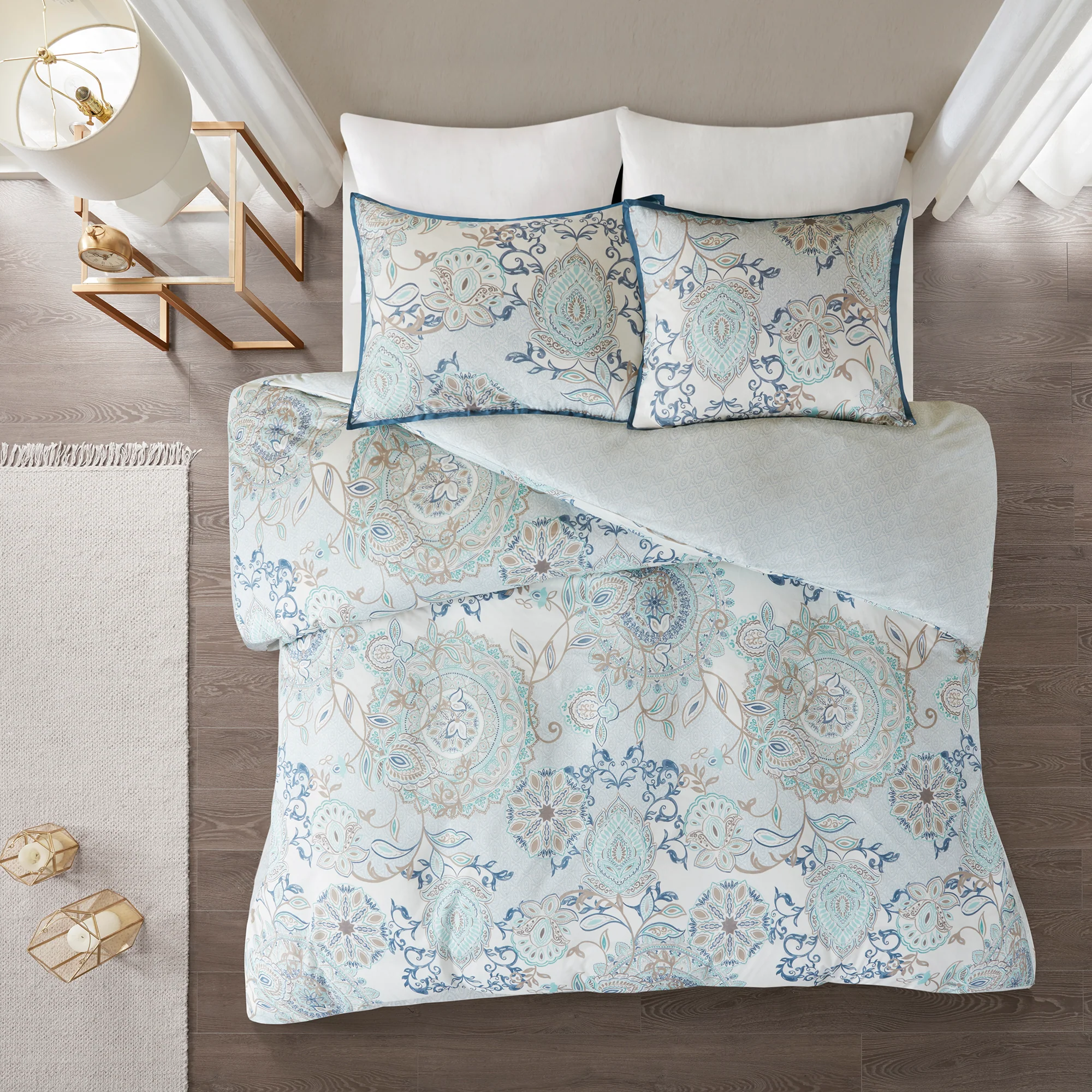 Isla 8-Piece Cotton Floral Printed Reversible Comforter Set - Image 24