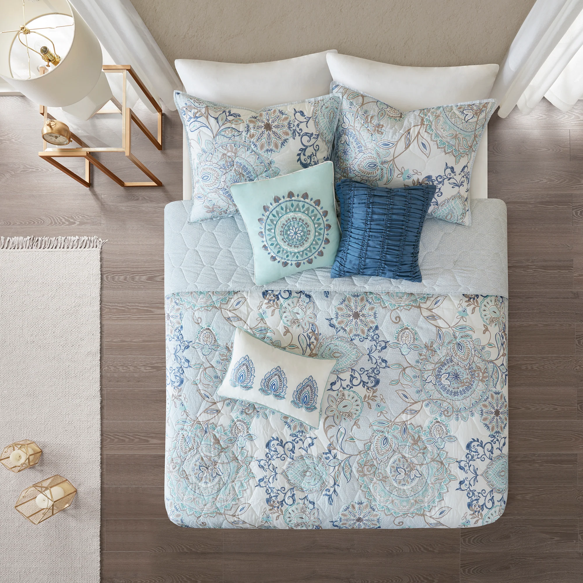 Isla 8-Piece Cotton Floral Printed Reversible Comforter Set - Image 35