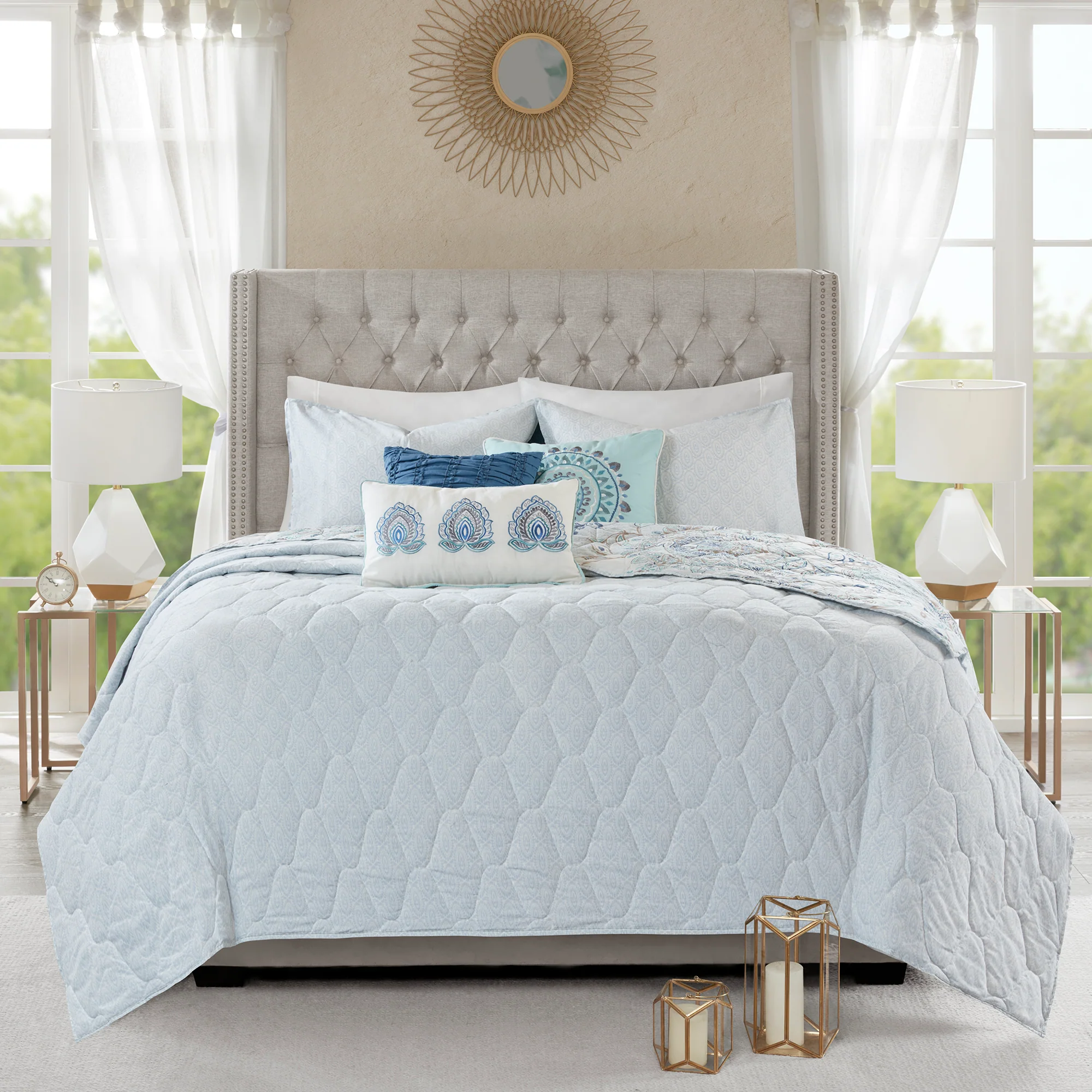 Isla 8-Piece Cotton Floral Printed Reversible Comforter Set - Image 37