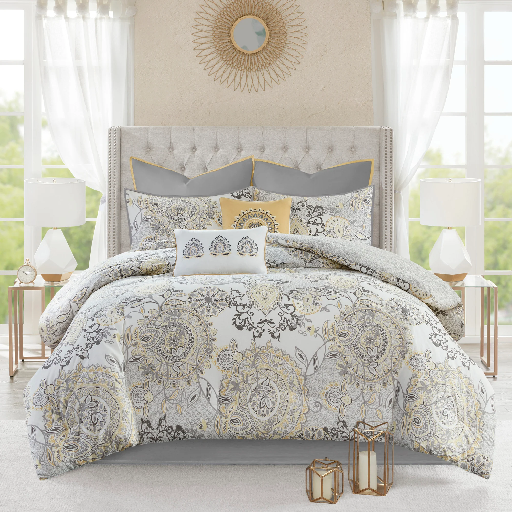 Isla 8-Piece Cotton Floral Printed Reversible Comforter Set - Image 42