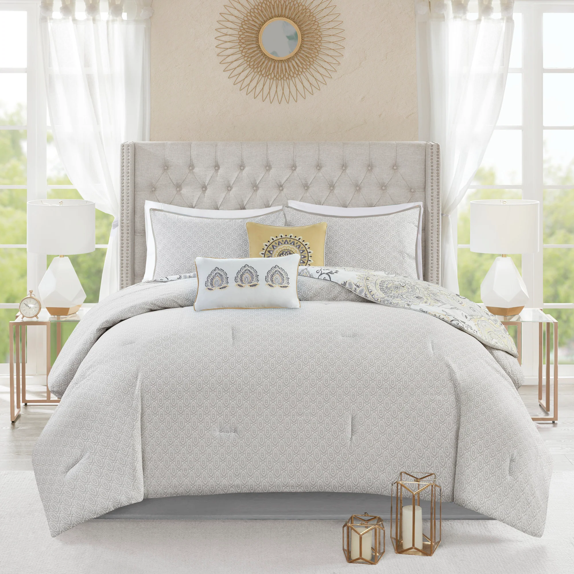 Isla 8-Piece Cotton Floral Printed Reversible Comforter Set - Image 43