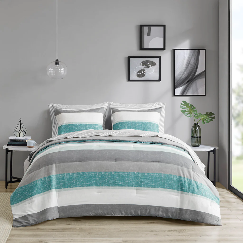 Jaxon Stripe Comforter Set with Bed Sheets - Image 11