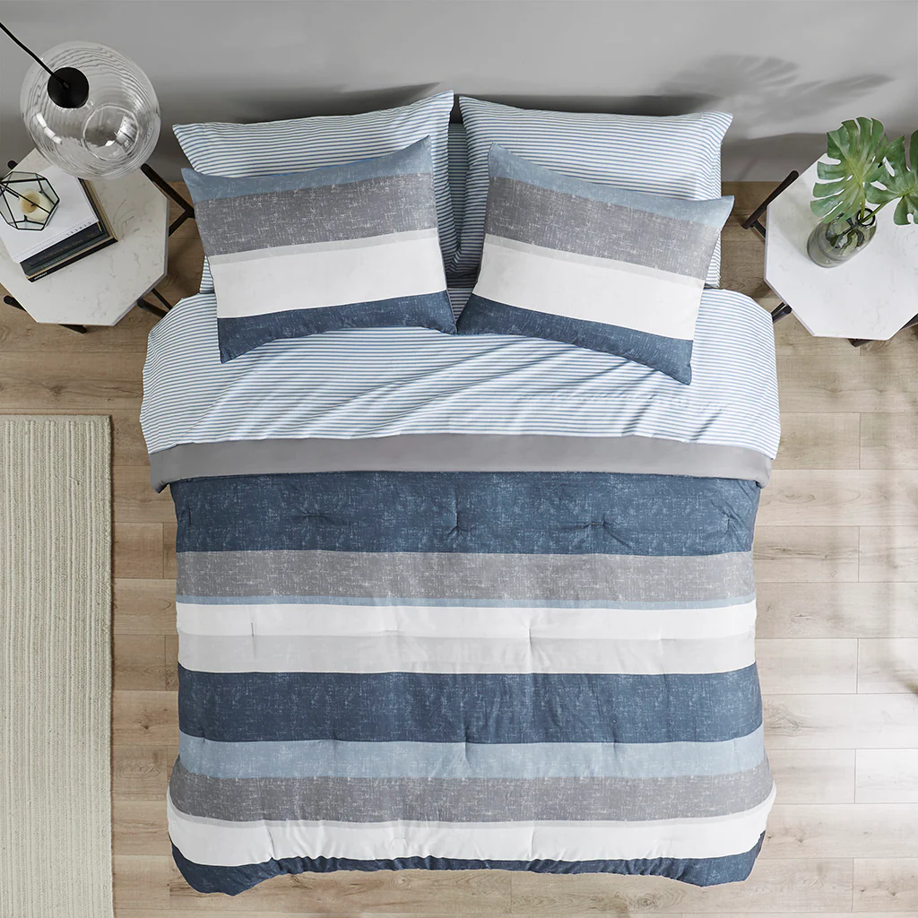 Jaxon Stripe Comforter Set with Bed Sheets - Image 14