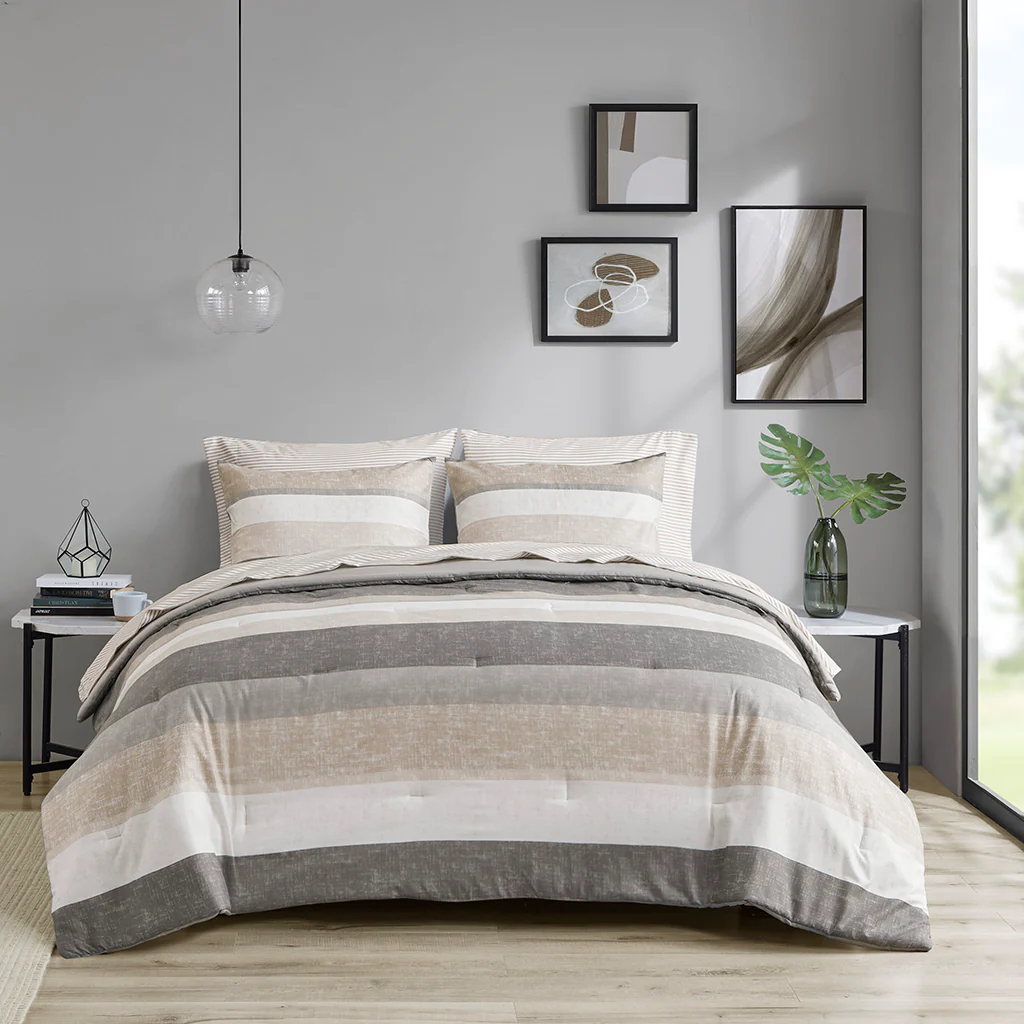 Jaxon Stripe Comforter Set with Bed Sheets - Image 15