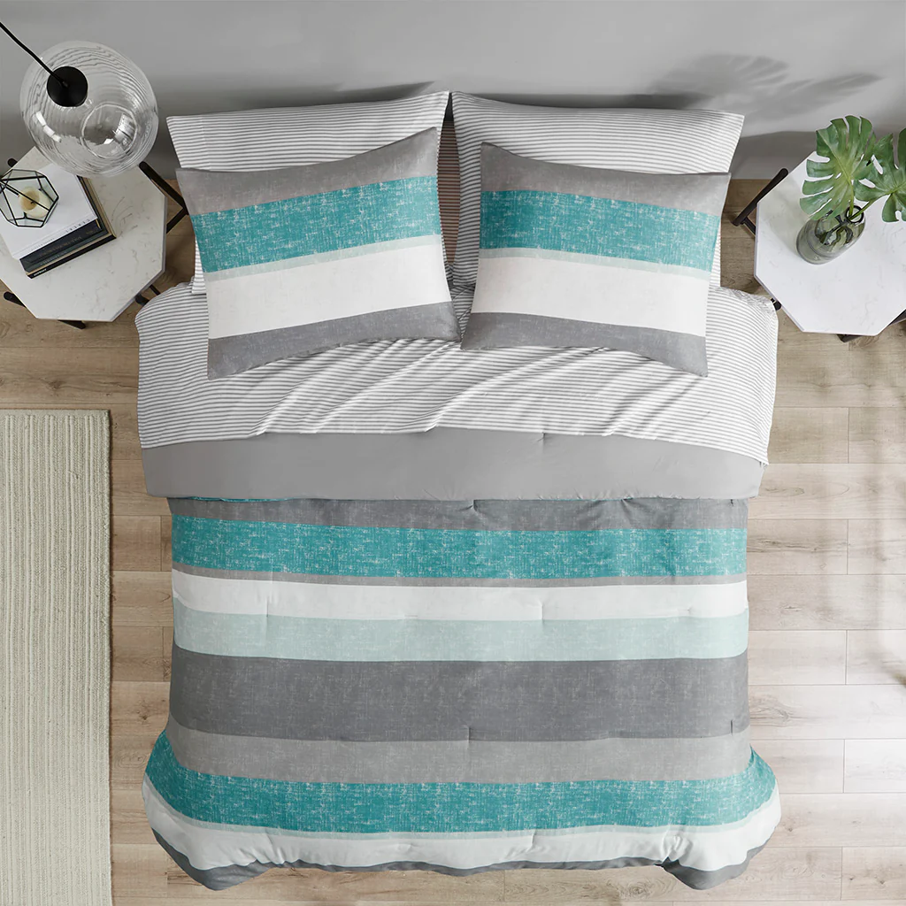 Jaxon Stripe Comforter Set with Bed Sheets - Image 16