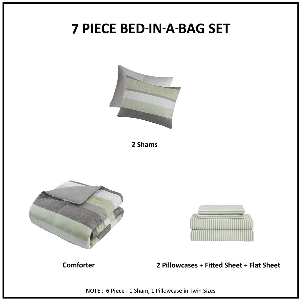 Jaxon Stripe Comforter Set with Bed Sheets - Image 33