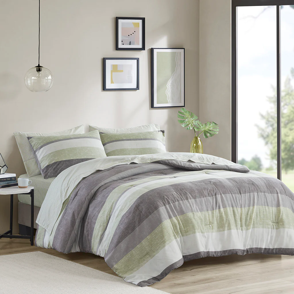 Jaxon Stripe Comforter Set with Bed Sheets - Image 38
