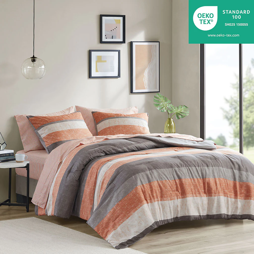 Jaxon Stripe Comforter Set with Bed Sheets - Image 8