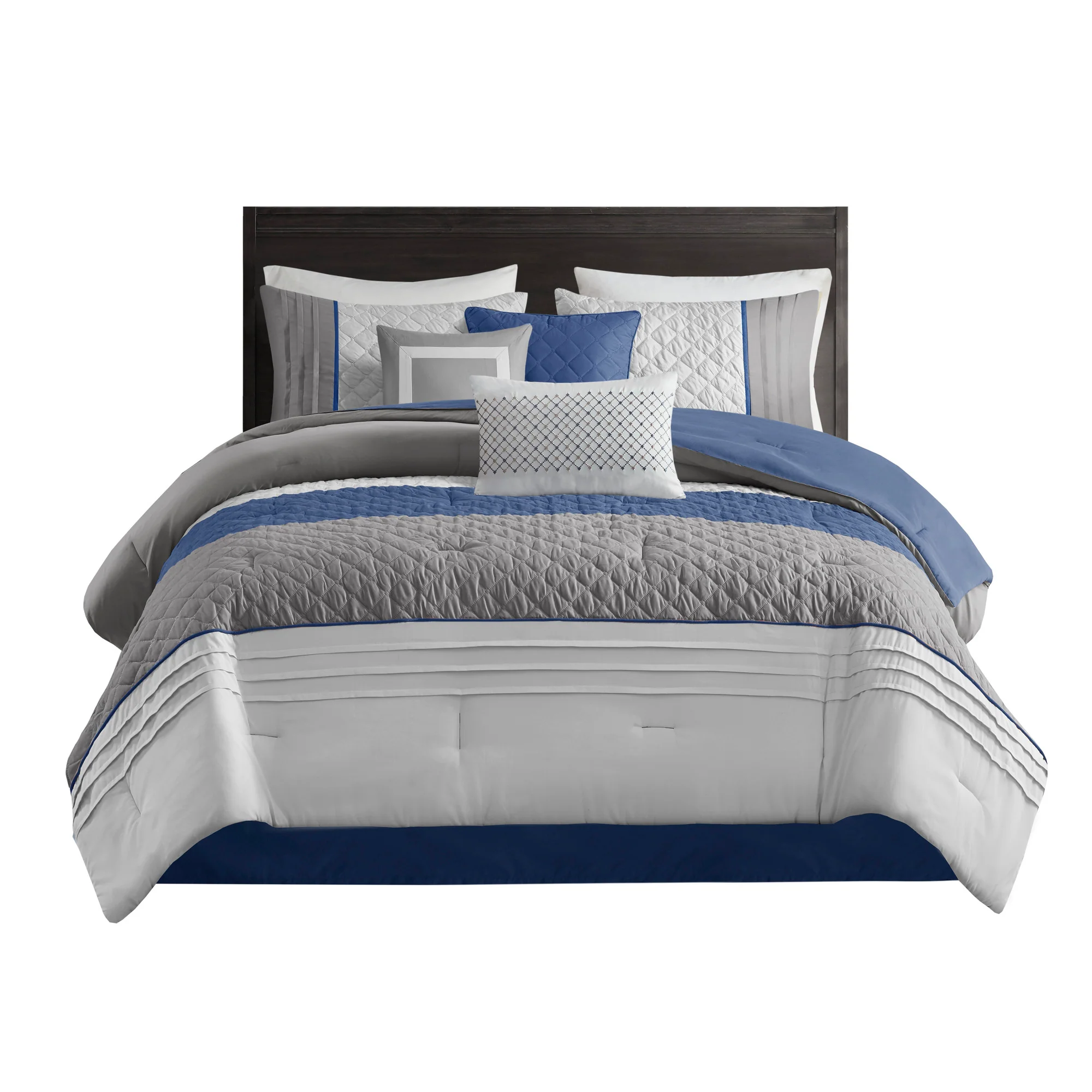 Jenson 7-Piece Color Block Stripe Comforter Set with Throw Pillows - Image 15