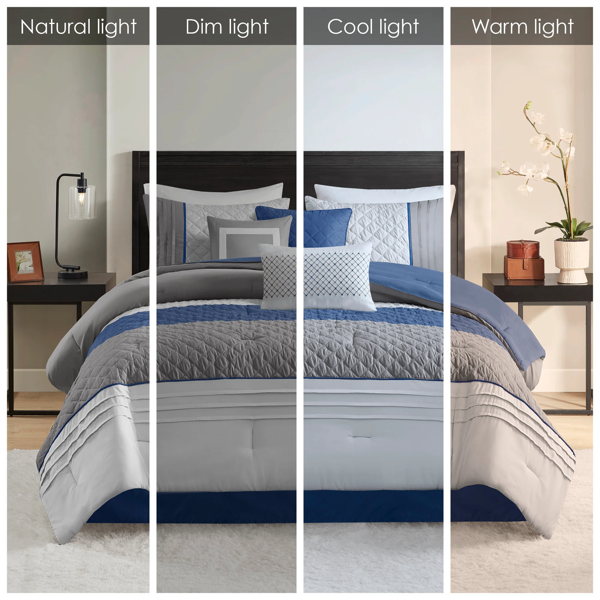 Jenson 7-Piece Color Block Stripe Comforter Set with Throw Pillows - Image 16