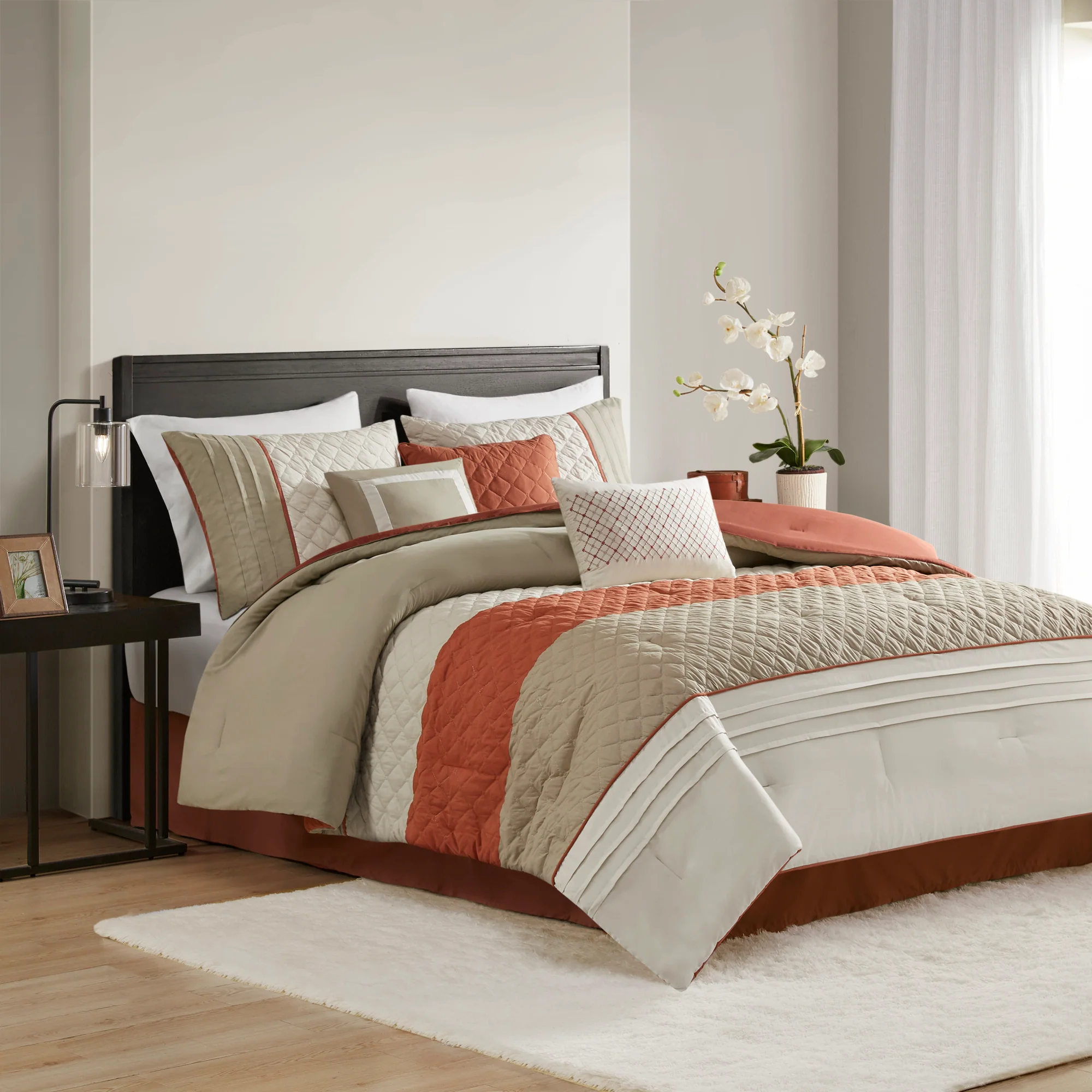 Jenson 7-Piece Color Block Stripe Comforter Set with Throw Pillows - Image 18