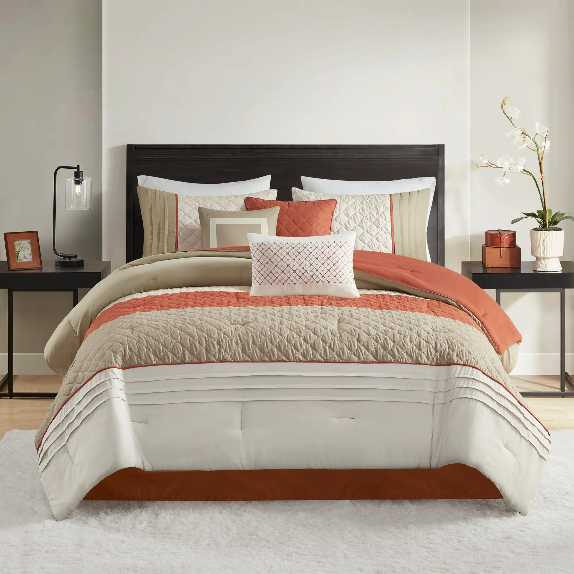 Jenson 7-Piece Color Block Stripe Comforter Set with Throw Pillows - Image 19