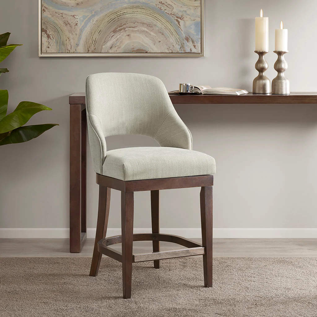 Jillian Upholstered Counter Stool with Cutout Back Design and Swivel Seat - Image 5