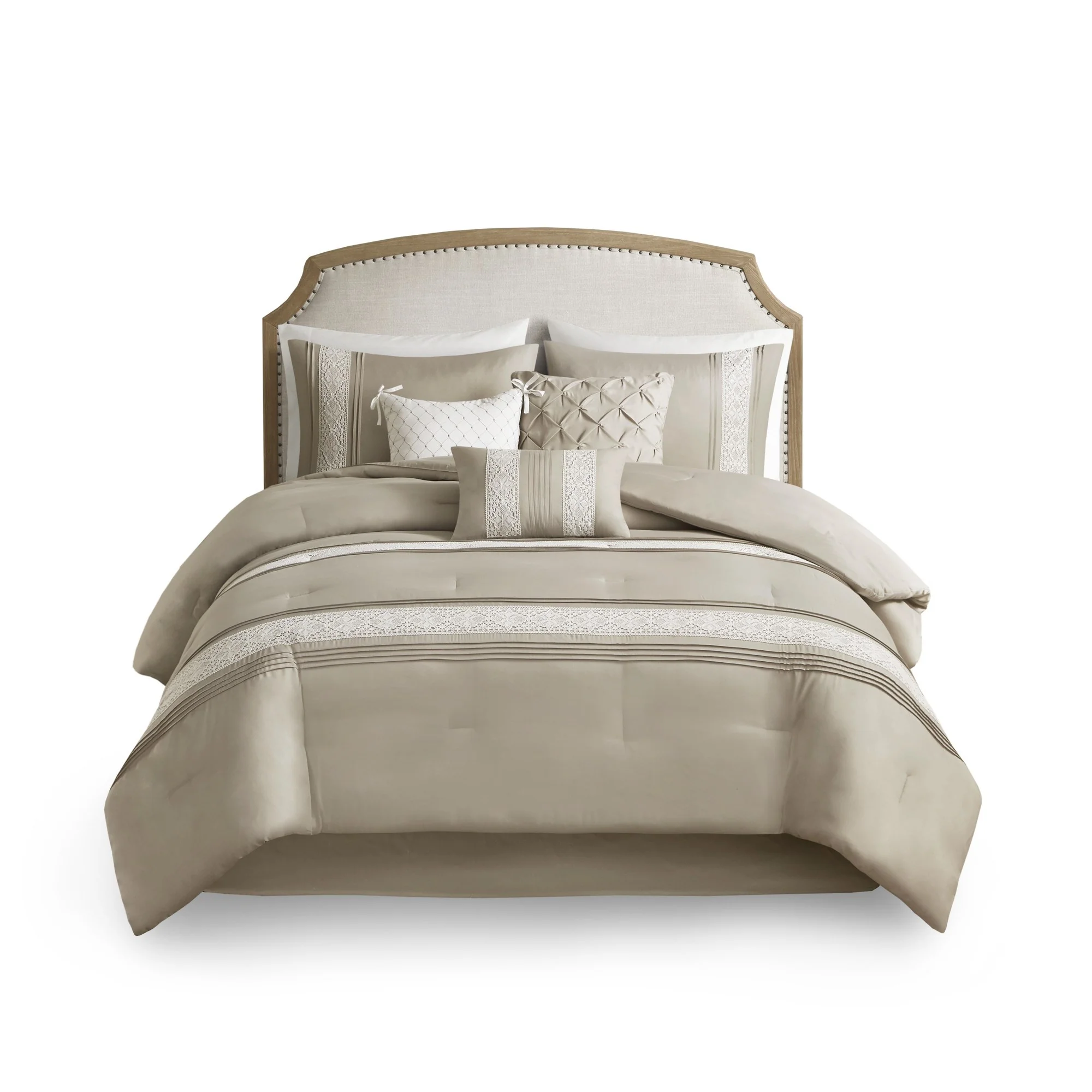 Lacey 7-Piece Lace Trim Comforter Set with Throw Pillows - Image 32