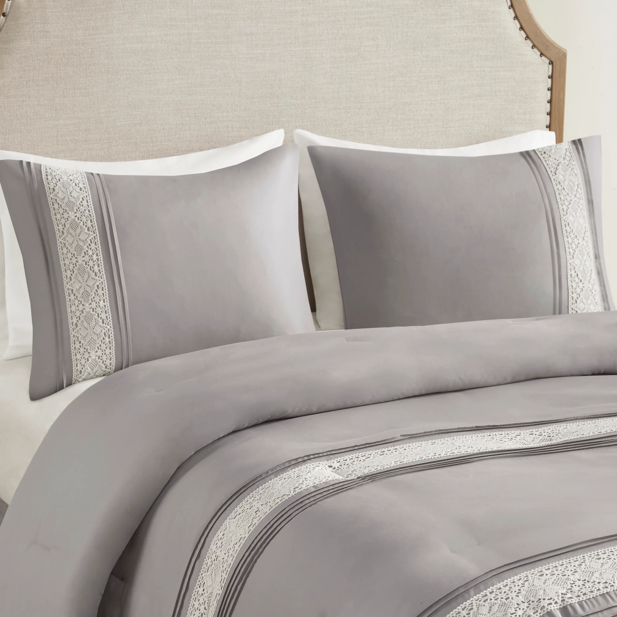 Lacey 7-Piece Lace Trim Comforter Set with Throw Pillows - Image 4