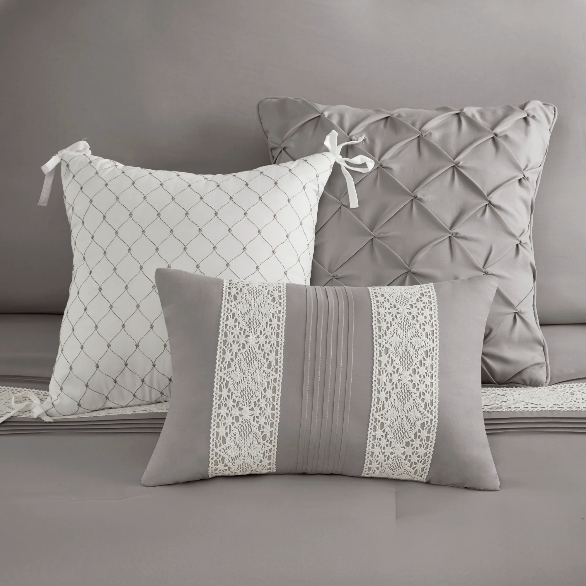 Lacey 7-Piece Lace Trim Comforter Set with Throw Pillows - Image 6