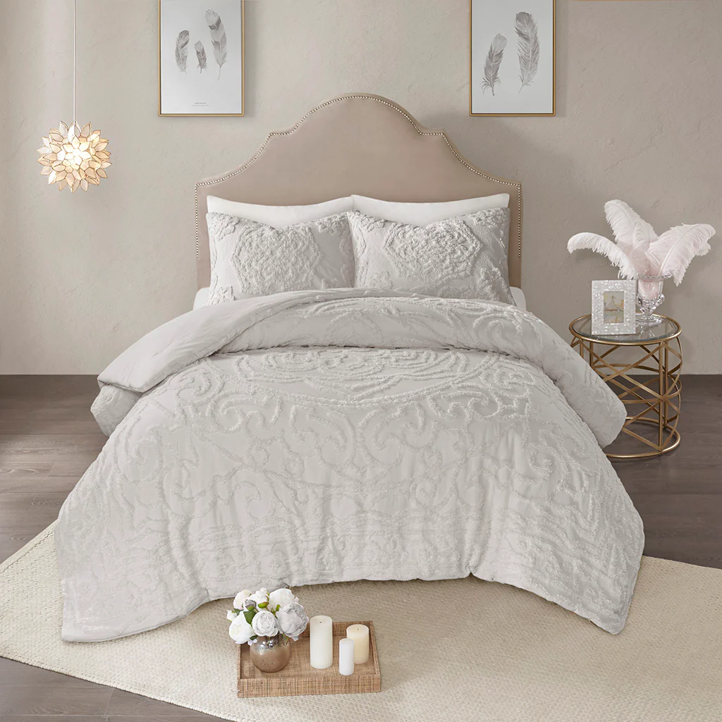 Laetitia 3-Piece Tufted Cotton Chenille Medallion Comforter Set - Image 3