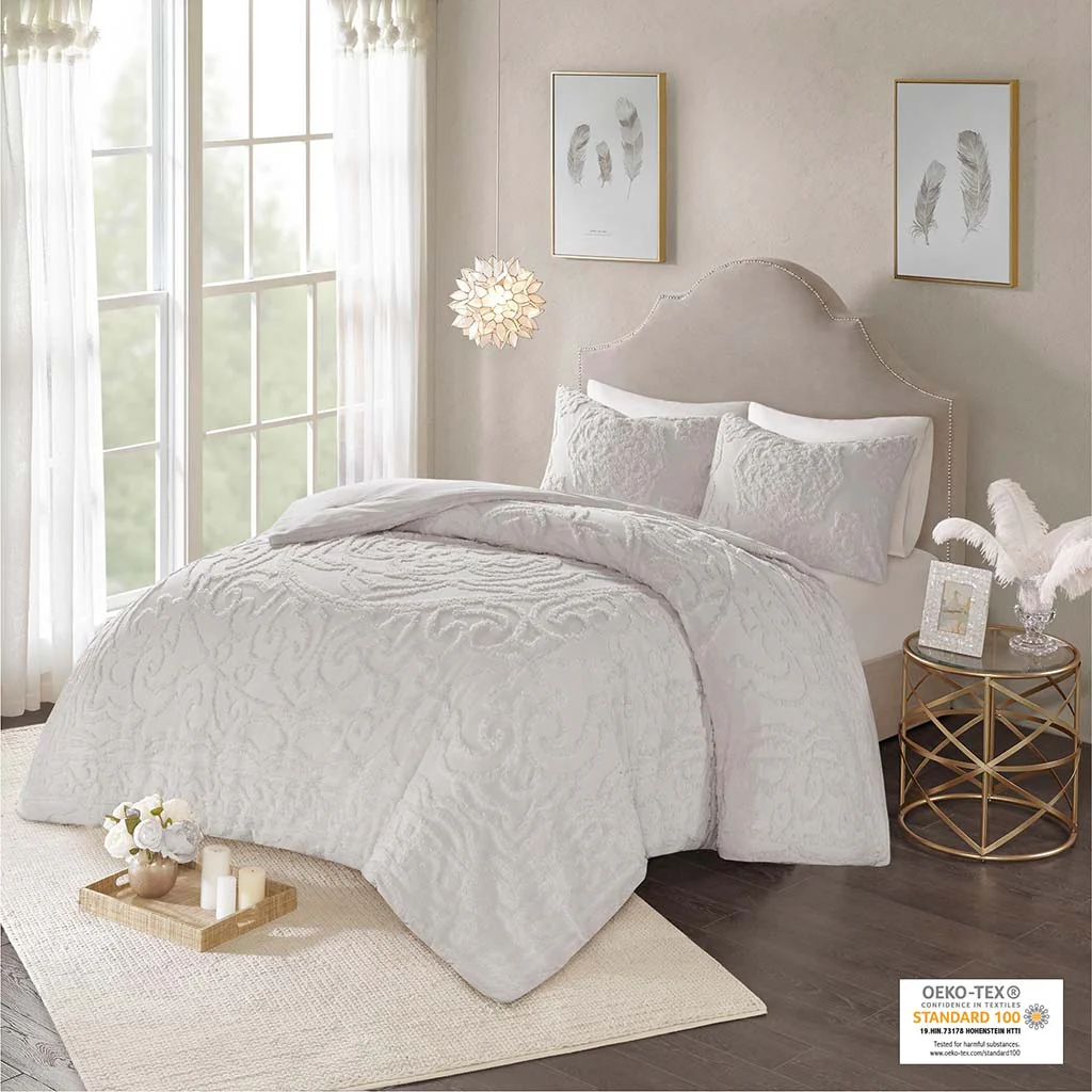 Laetitia 3-Piece Tufted Cotton Chenille Medallion Comforter Set - Image 6