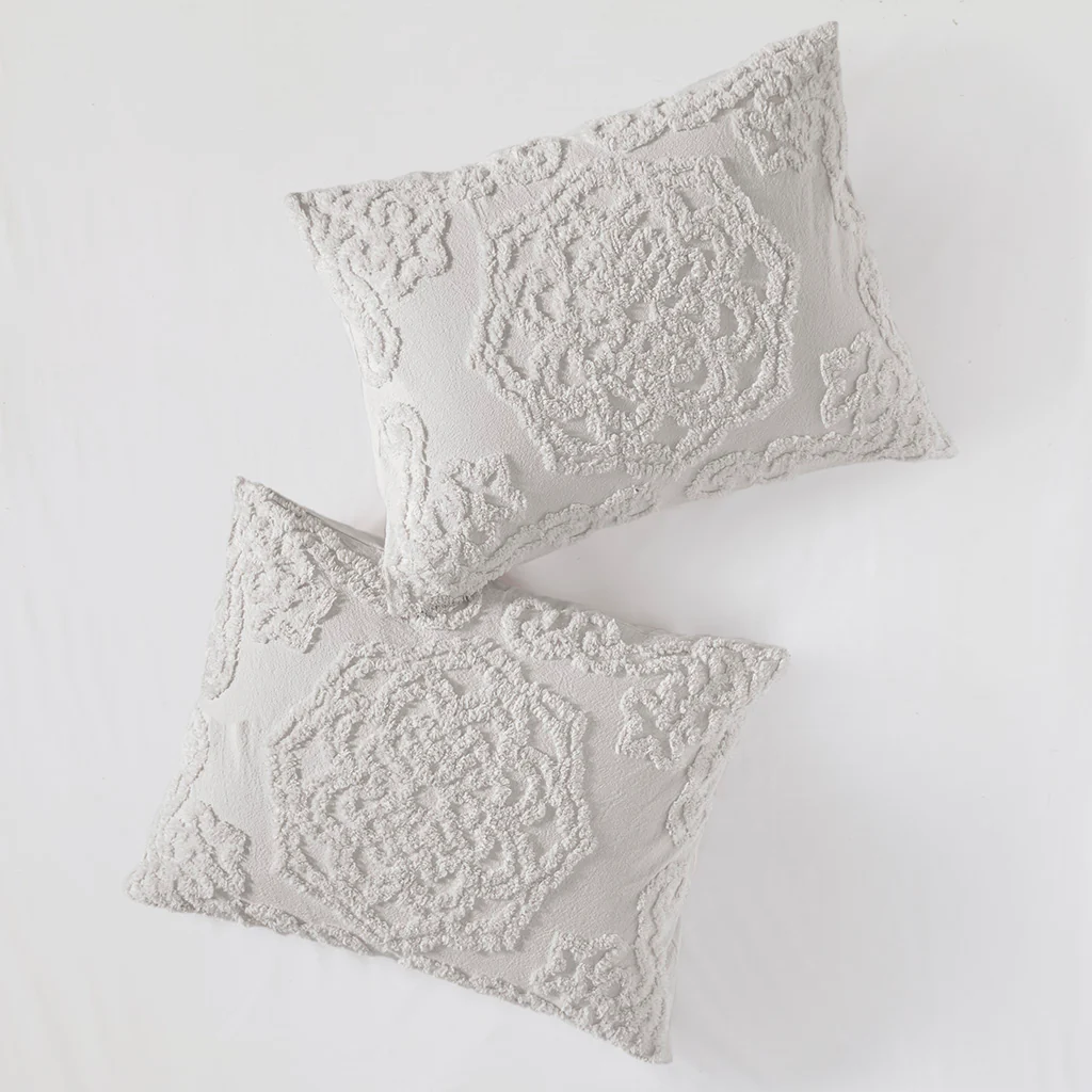 Laetitia 3-Piece Tufted Cotton Chenille Medallion Duvet Cover Set - Image 28
