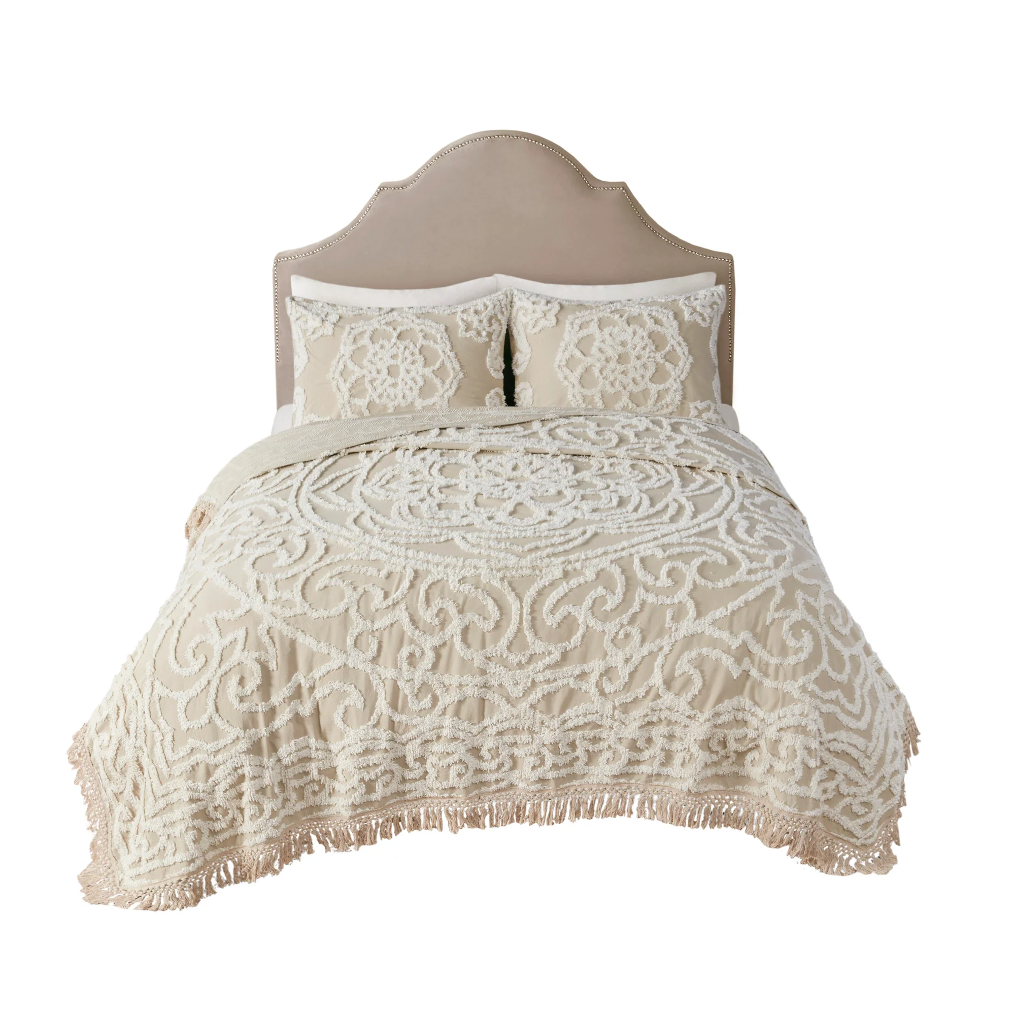 Laetitia Tufted Cotton Chenille Medallion Fringe Coverlet Mini Set - Image 31