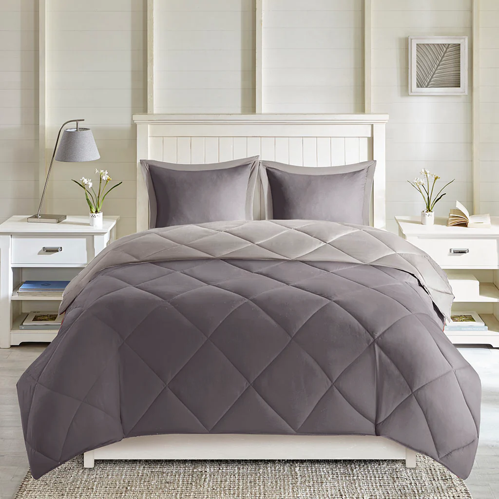 Larkspur 3M Scotchgard Diamond Quilting Reversible Down Alternative Comforter Set - Image 15