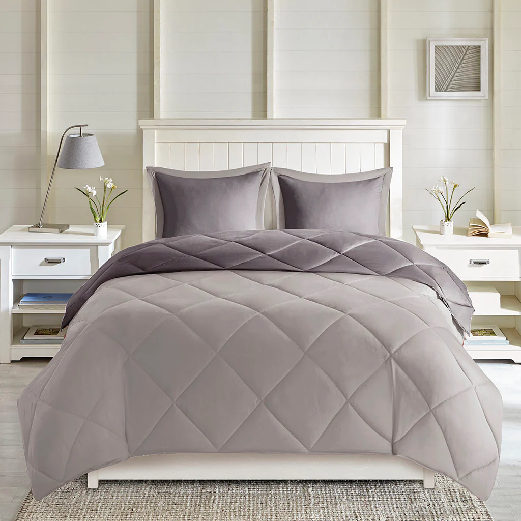 Larkspur 3M Scotchgard Diamond Quilting Reversible Down Alternative Comforter Set - Image 20
