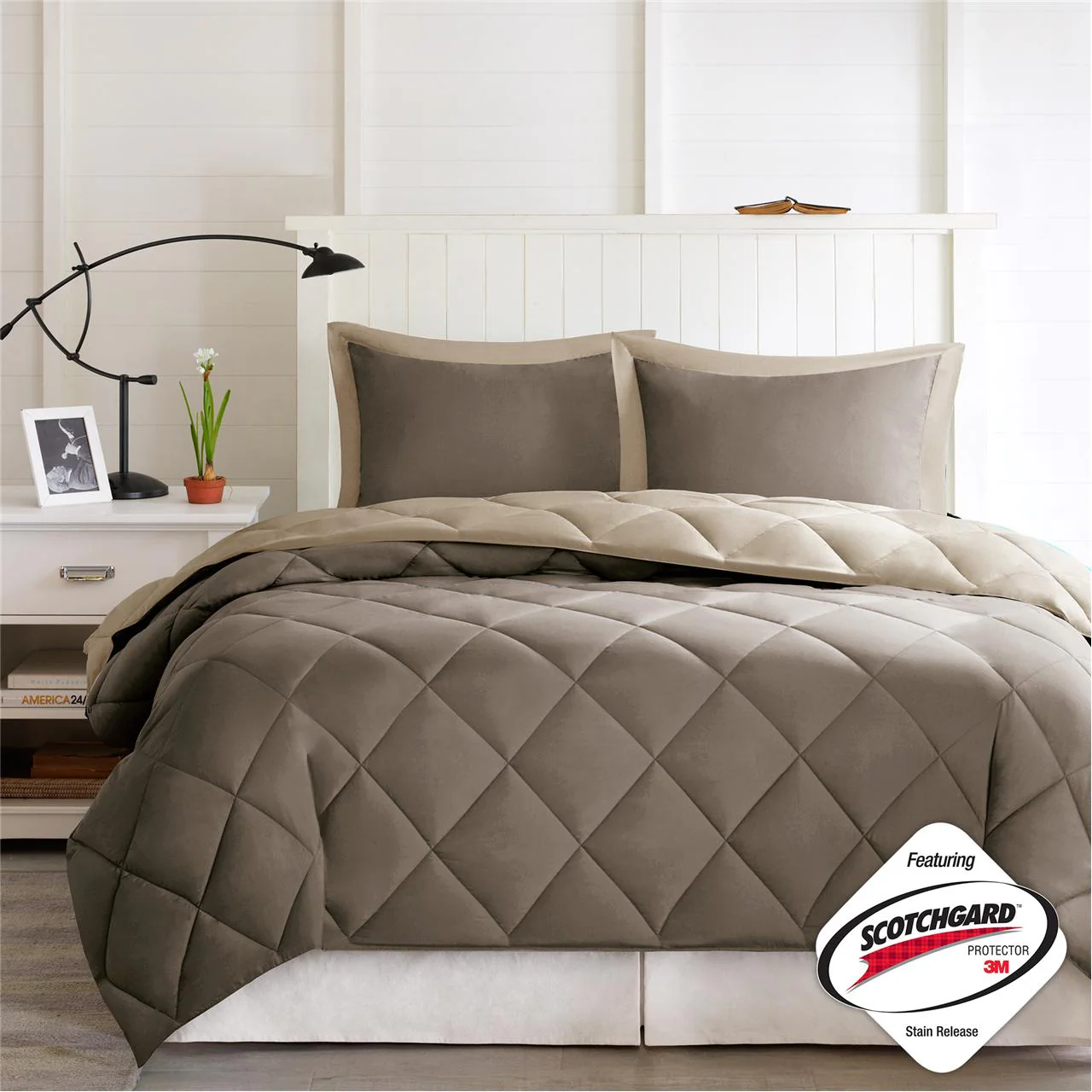 Larkspur 3M Scotchgard Diamond Quilting Reversible Down Alternative Comforter Set - Image 36