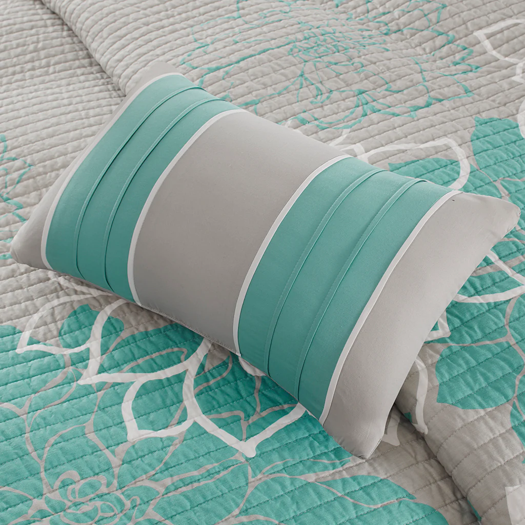 Lola 6-Piece Printed Cotton Quilt Set with Throw Pillows - Image 15