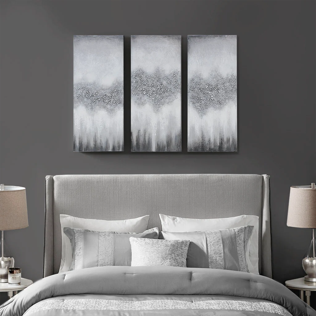 Luminous Heavily Embellished 3-Piece Canvas Wall Art Set - Image 29
