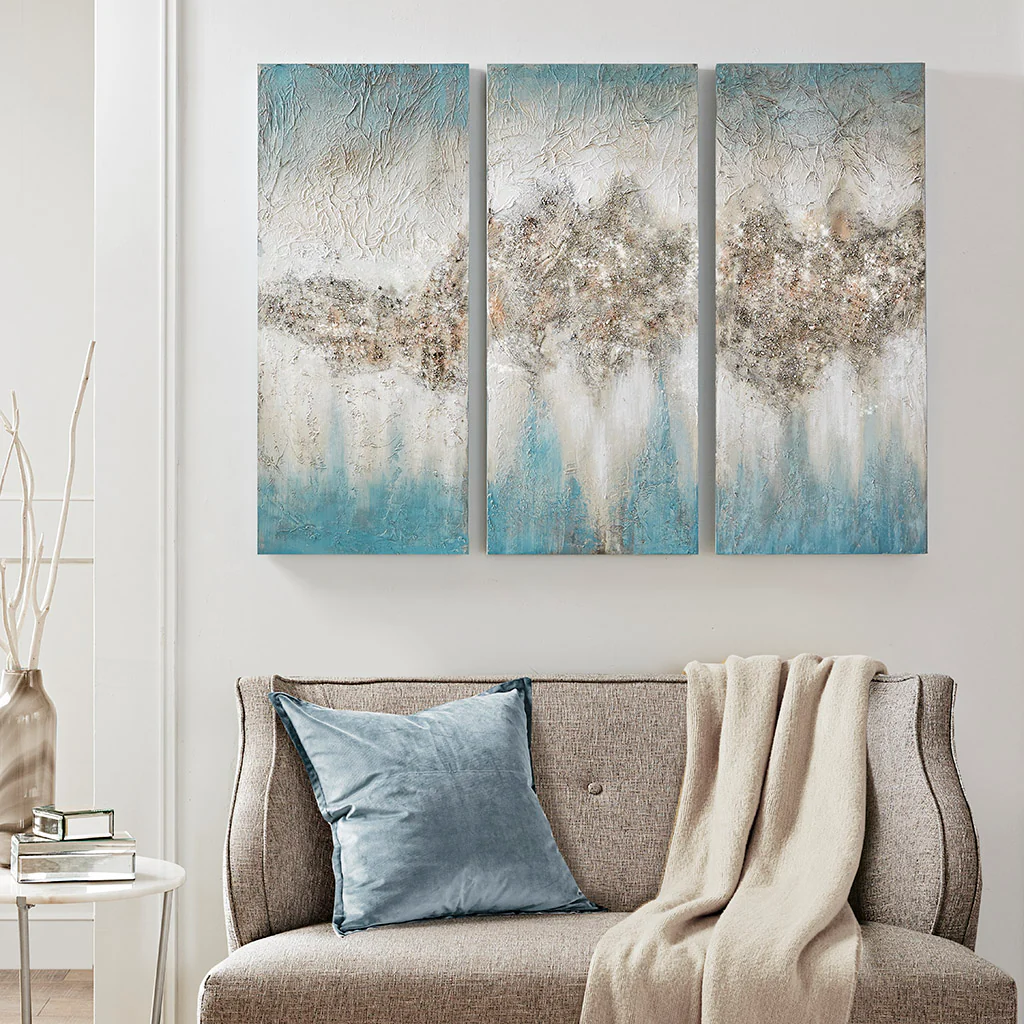 Luminous Heavily Embellished 3-Piece Canvas Wall Art Set - Image 30