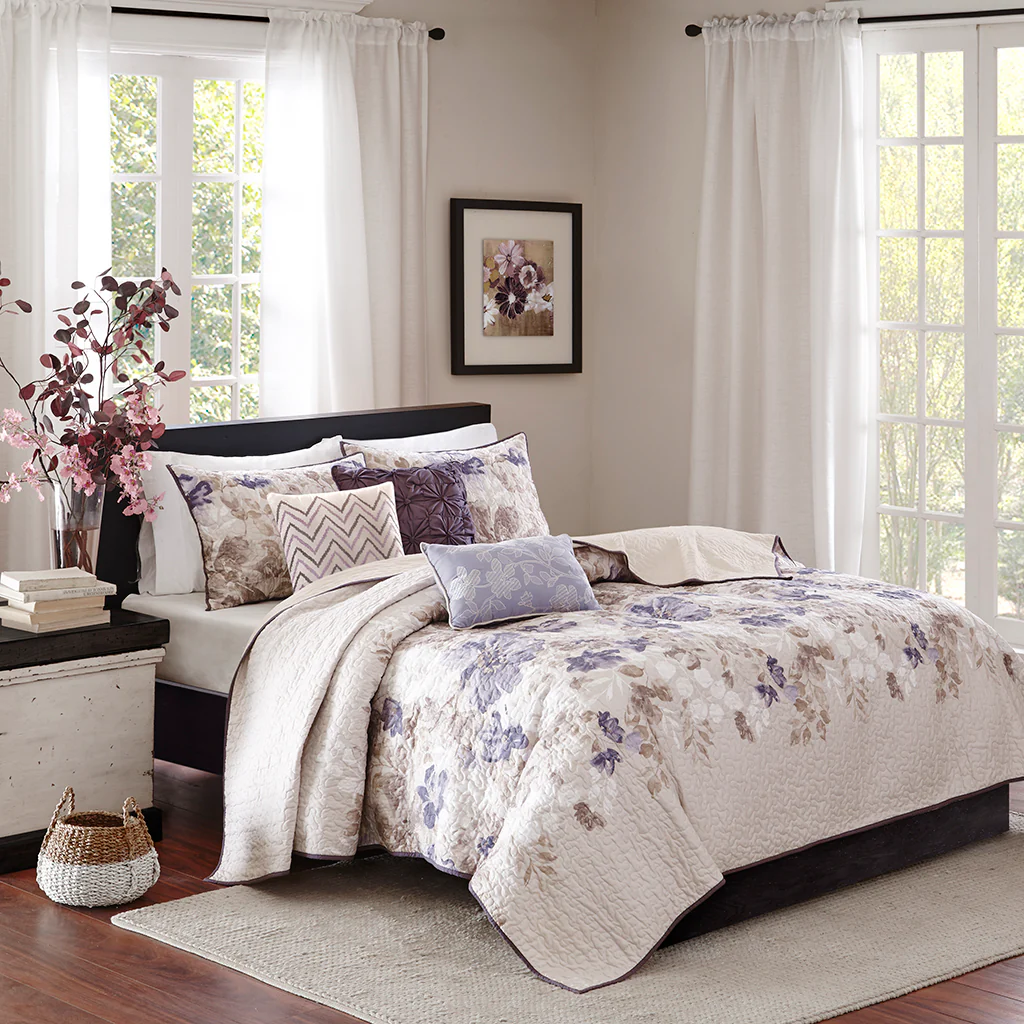 Luna 6-Piece Printed Quilt Set with Throw Pillows