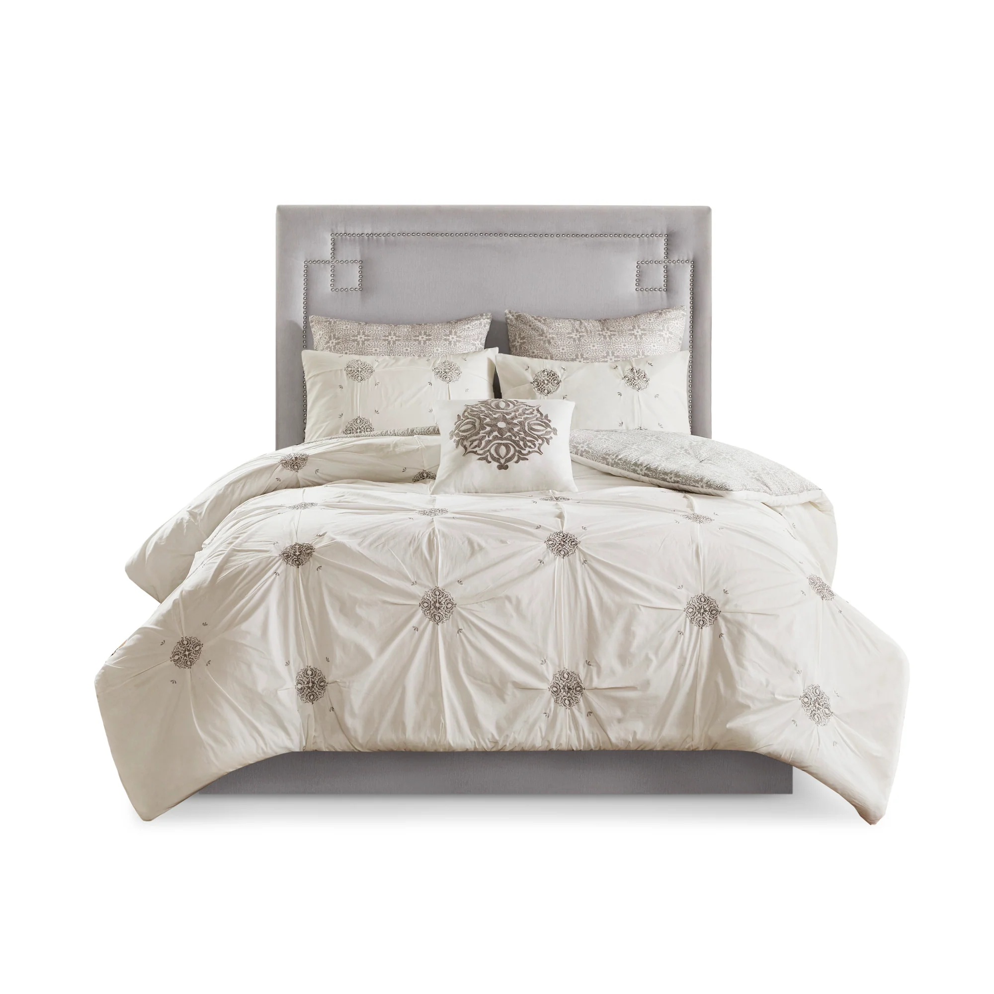 Malia 6-Piece Embroidered Cotton Reversible Comforter Set - Image 17