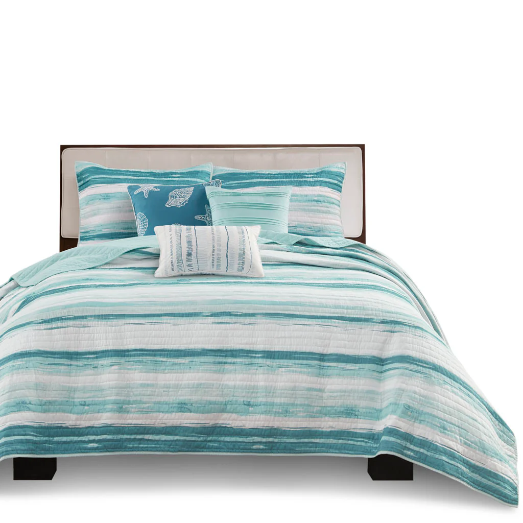 Marina 6-Piece Printed Quilt Set with Throw Pillows - Image 5