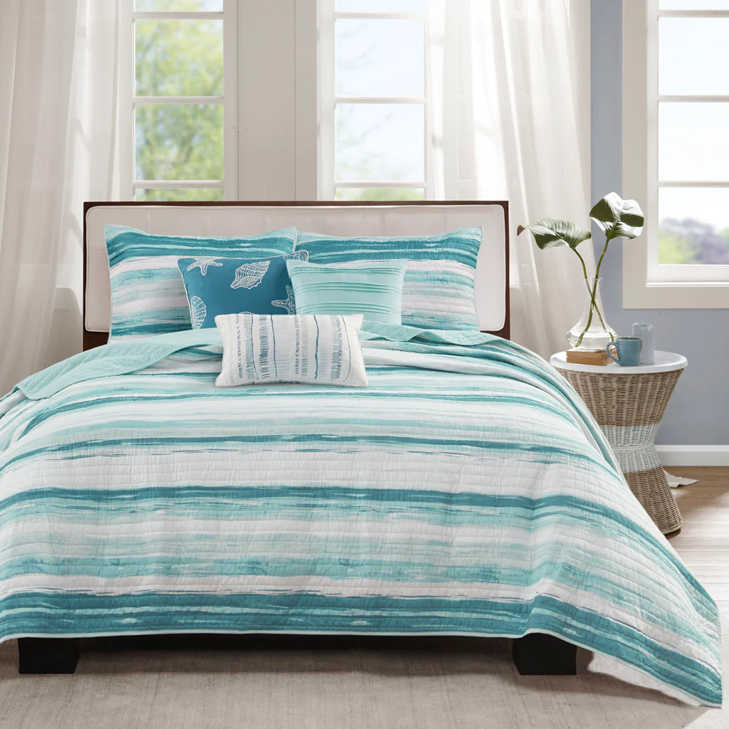 Marina 6-Piece Printed Quilt Set with Throw Pillows - Image 8