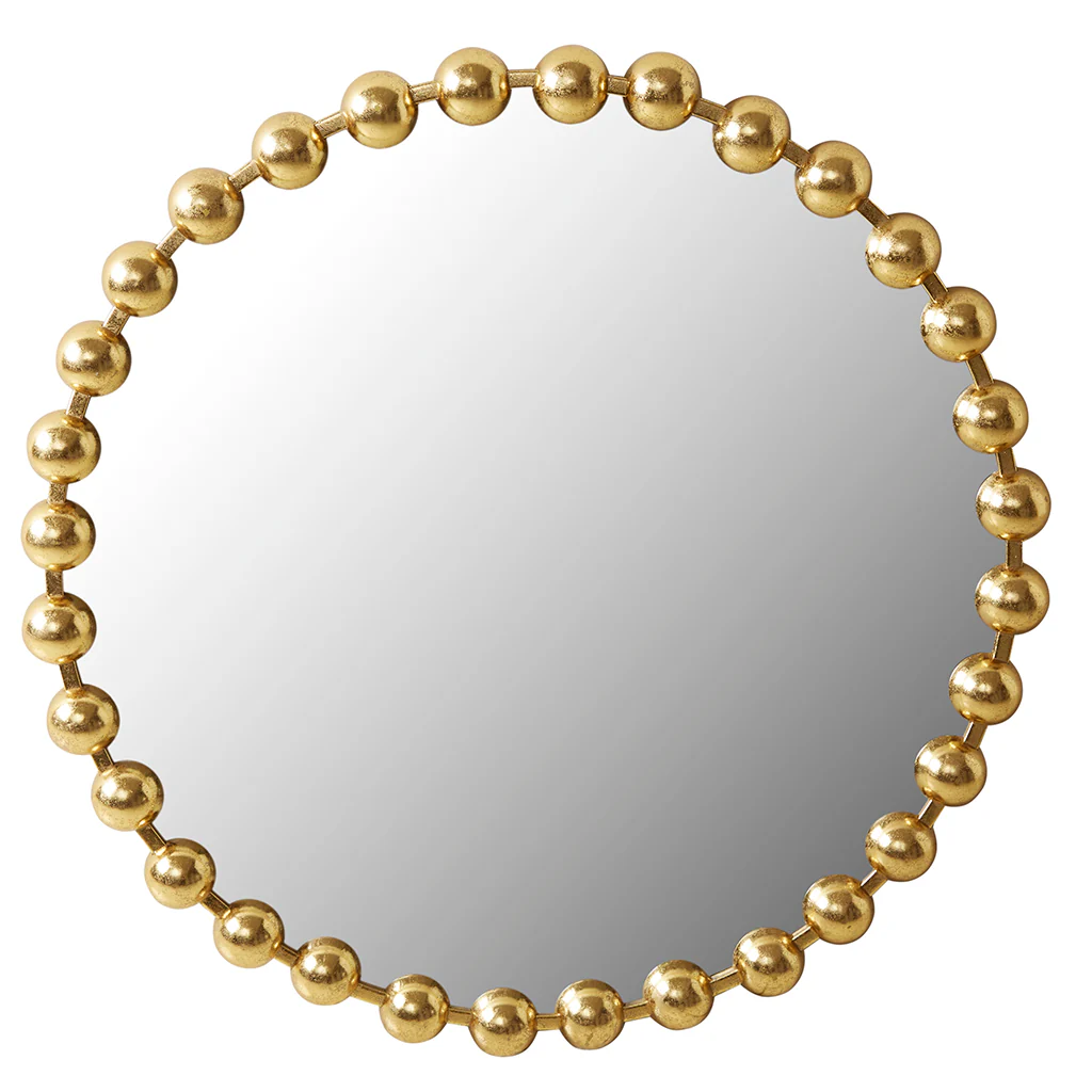 Marlowe 27" Medium Decorative Round Wall Mirror with Beaded Metal Frame - Image 3