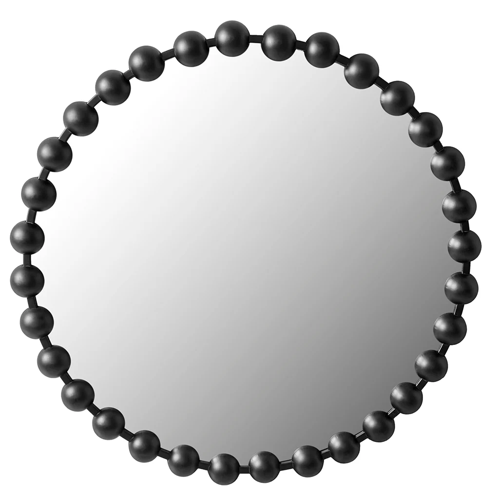 Marlowe 27" Medium Decorative Round Wall Mirror with Beaded Metal Frame - Image 4