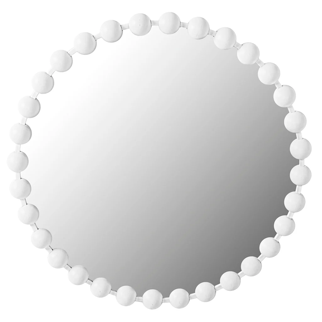Marlowe 27" Medium Decorative Round Wall Mirror with Beaded Metal Frame - Image 7