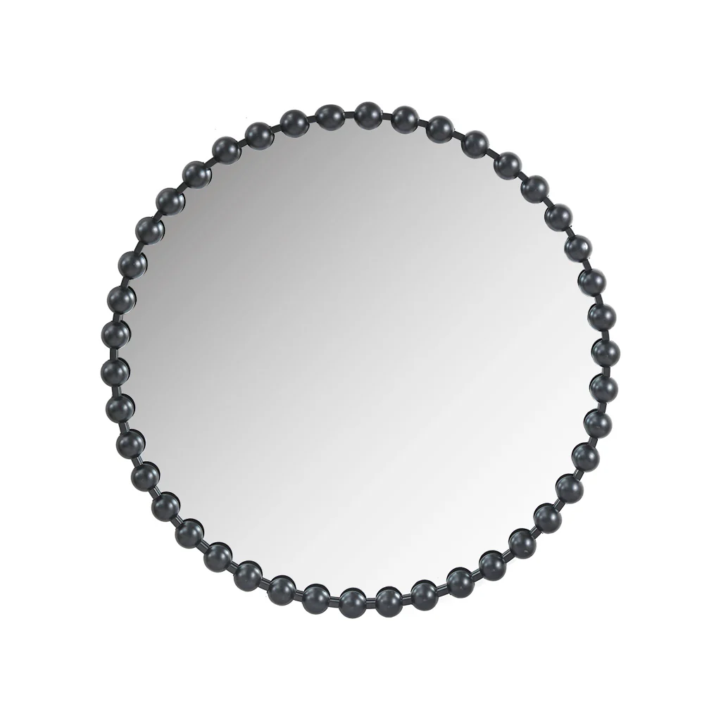 Marlowe 27" Medium Decorative Round Wall Mirror with Beaded Metal Frame - Image 9