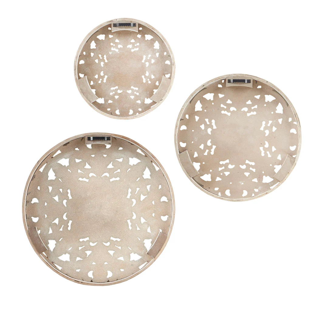 Medallion Trio Distressed White Floral 3-Piece Carved Wood Wall Decor Set - Image 7