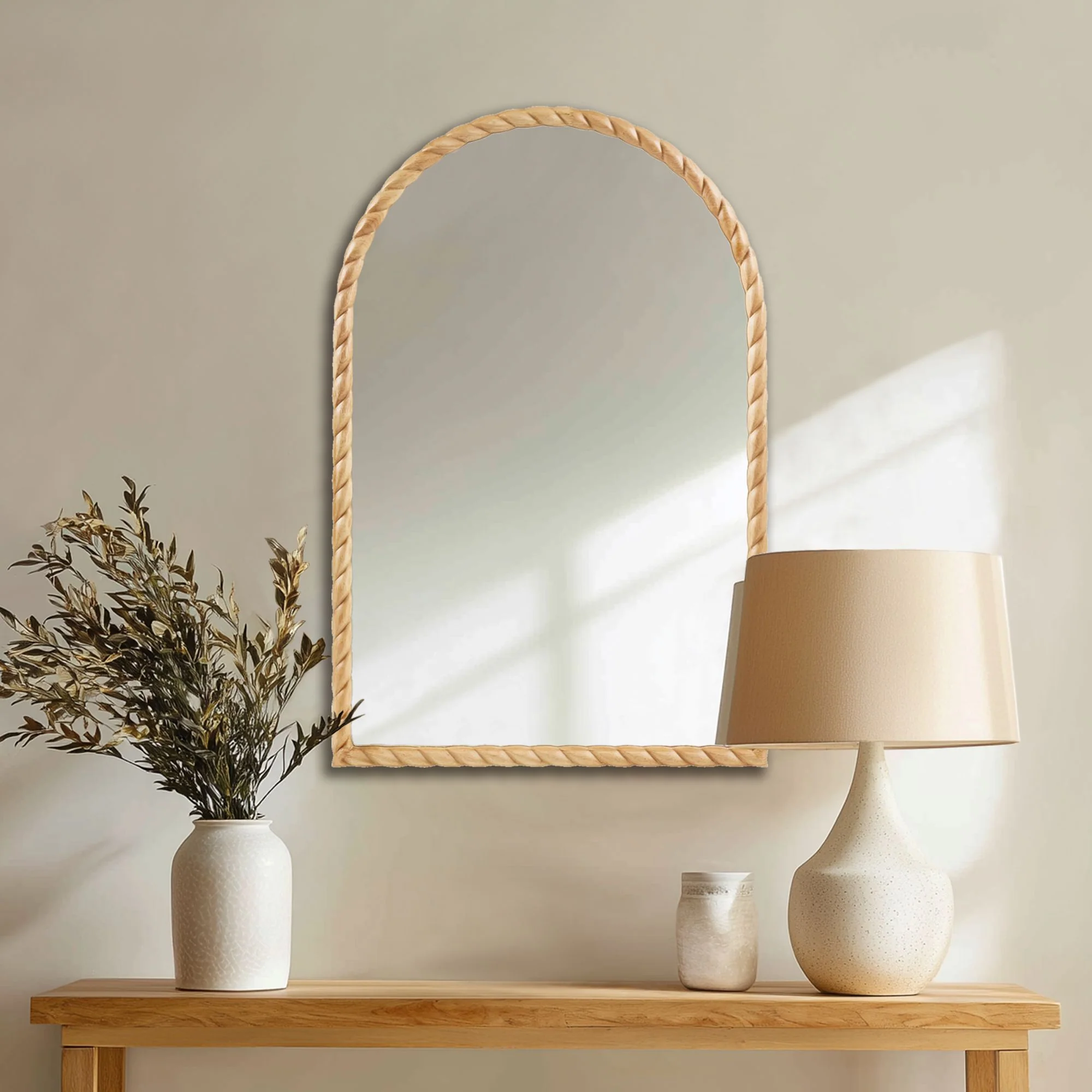 Montra Arched Braided Wood Wall Mirror - Image 2