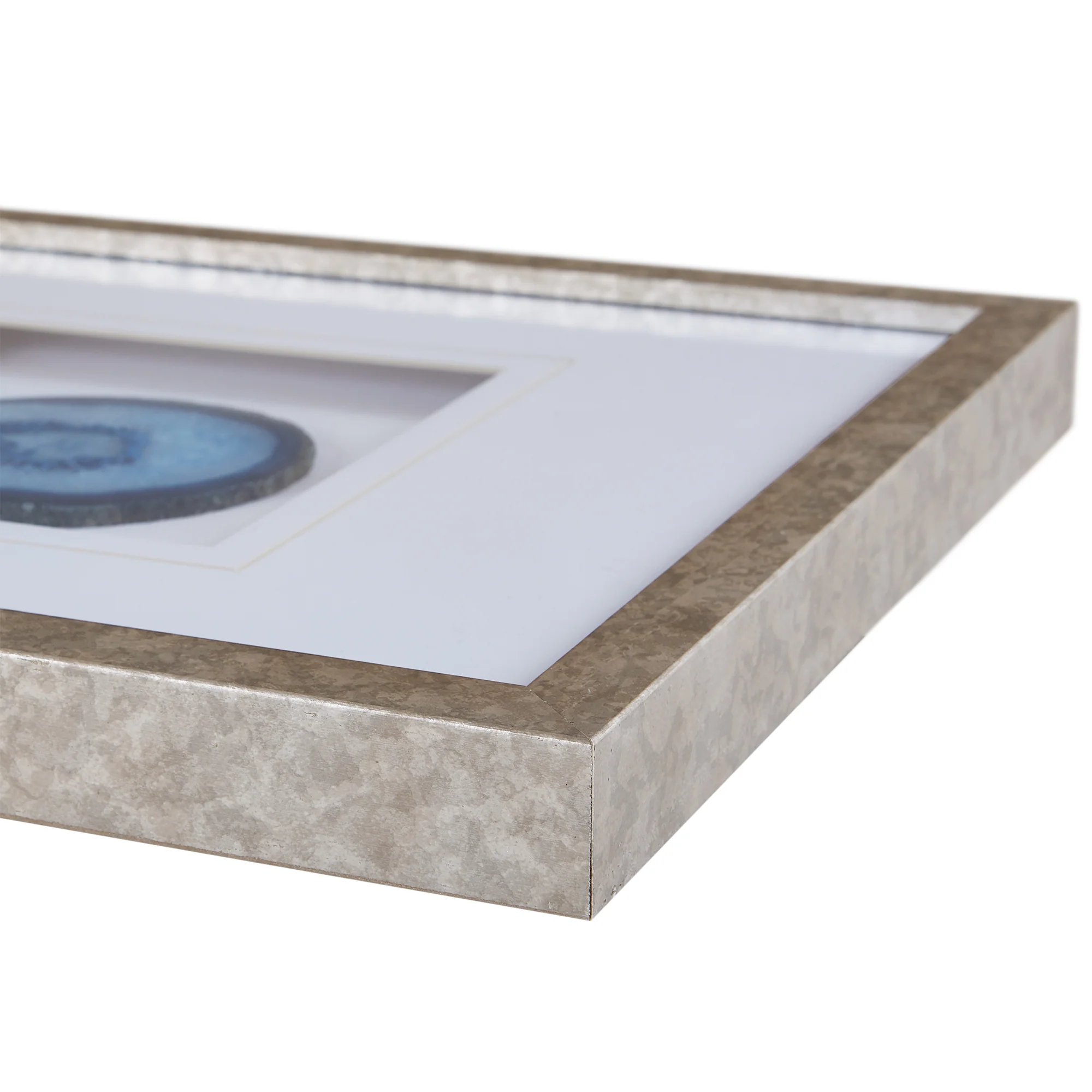 Natural Agate Trio Real Stone Framed Glass and Double Matted Wall Art - Image 5