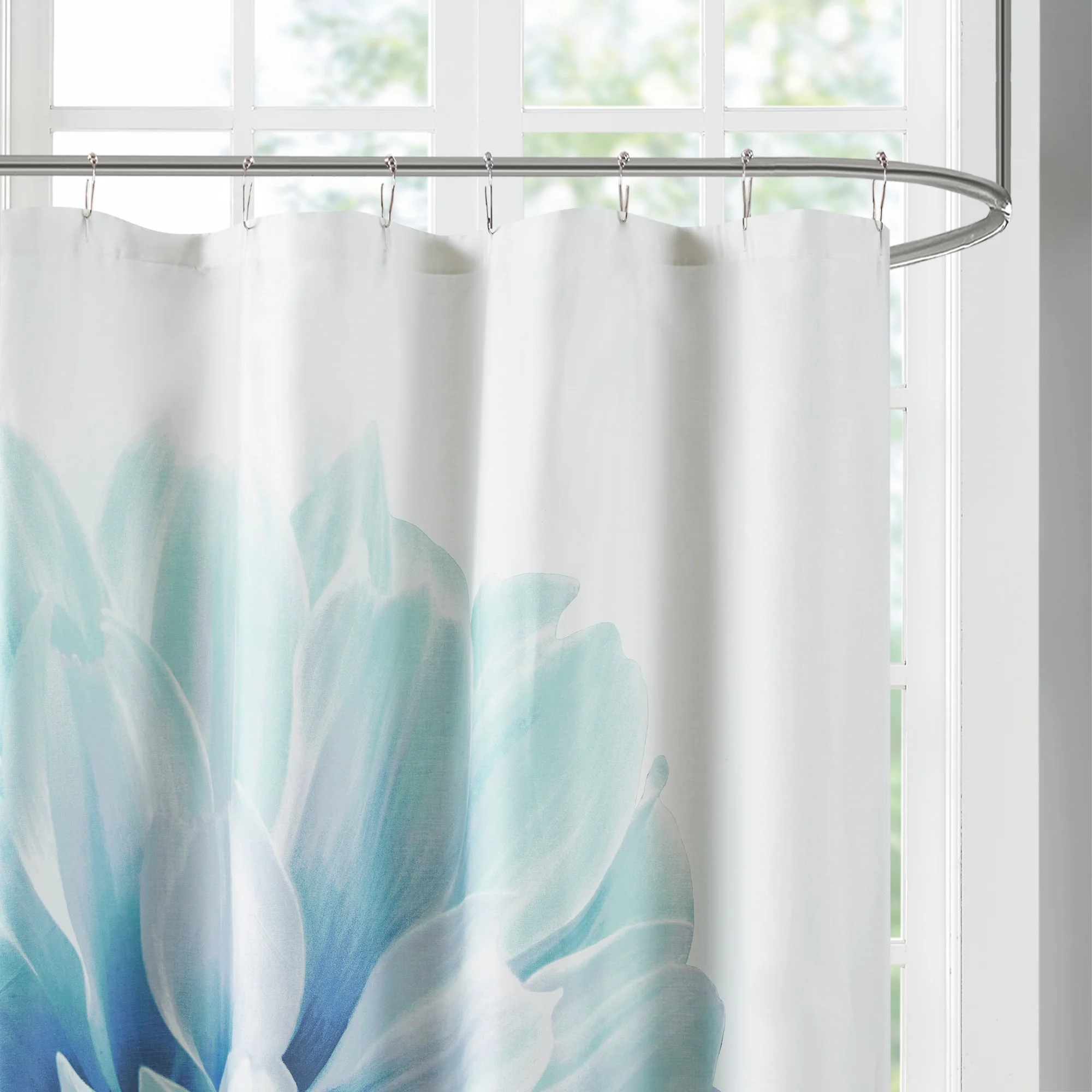 Norah Printed Floral Cotton Shower Curtain - Image 7