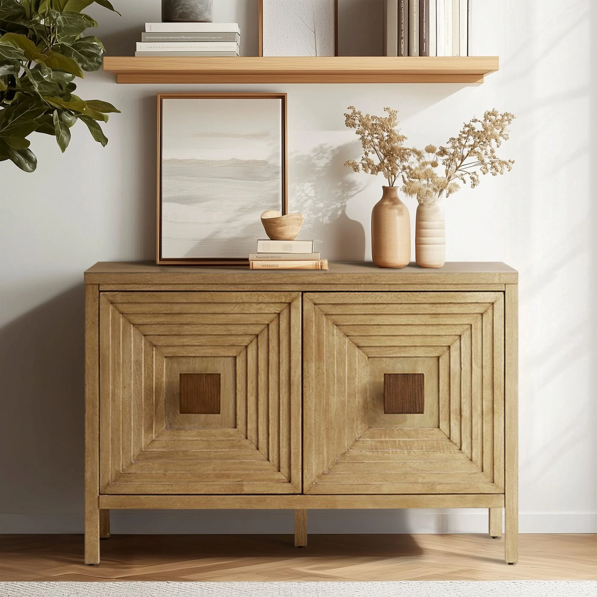 Paige Geometric 2-Door Storage Cabinet With Adjustable Shelves - Image 3