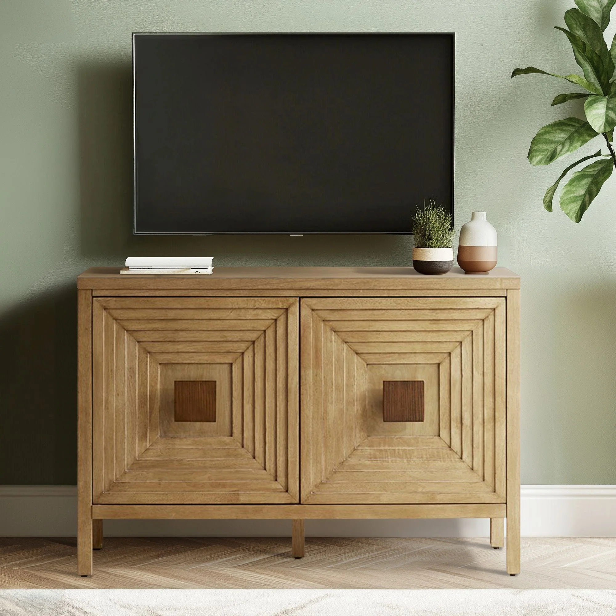 Paige Geometric 2-Door Storage Cabinet With Adjustable Shelves - Image 4