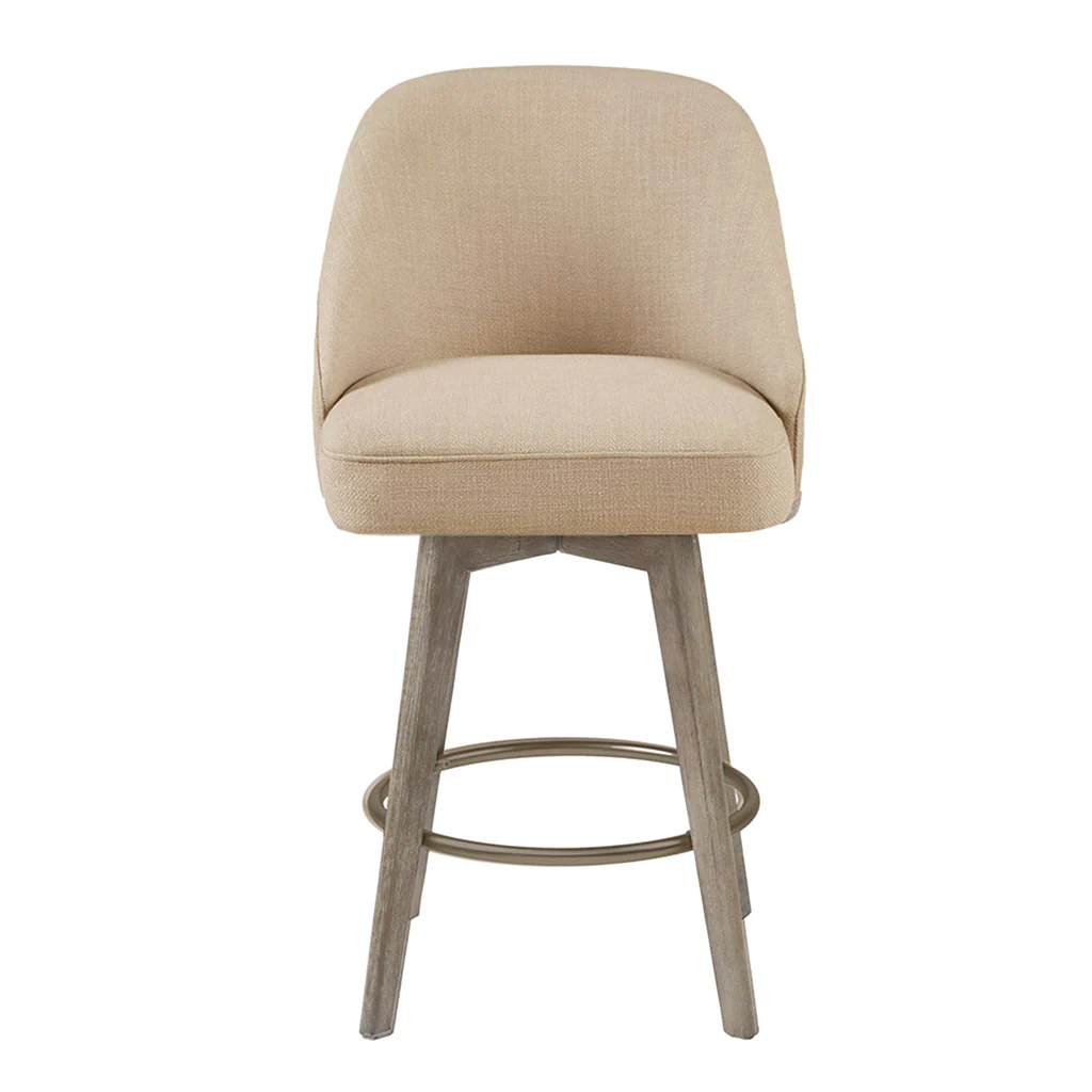Pearce Swivel Upholstered Counter Stool (25.75'') with Solid Wood Legs & Metal Footrest - Image 14